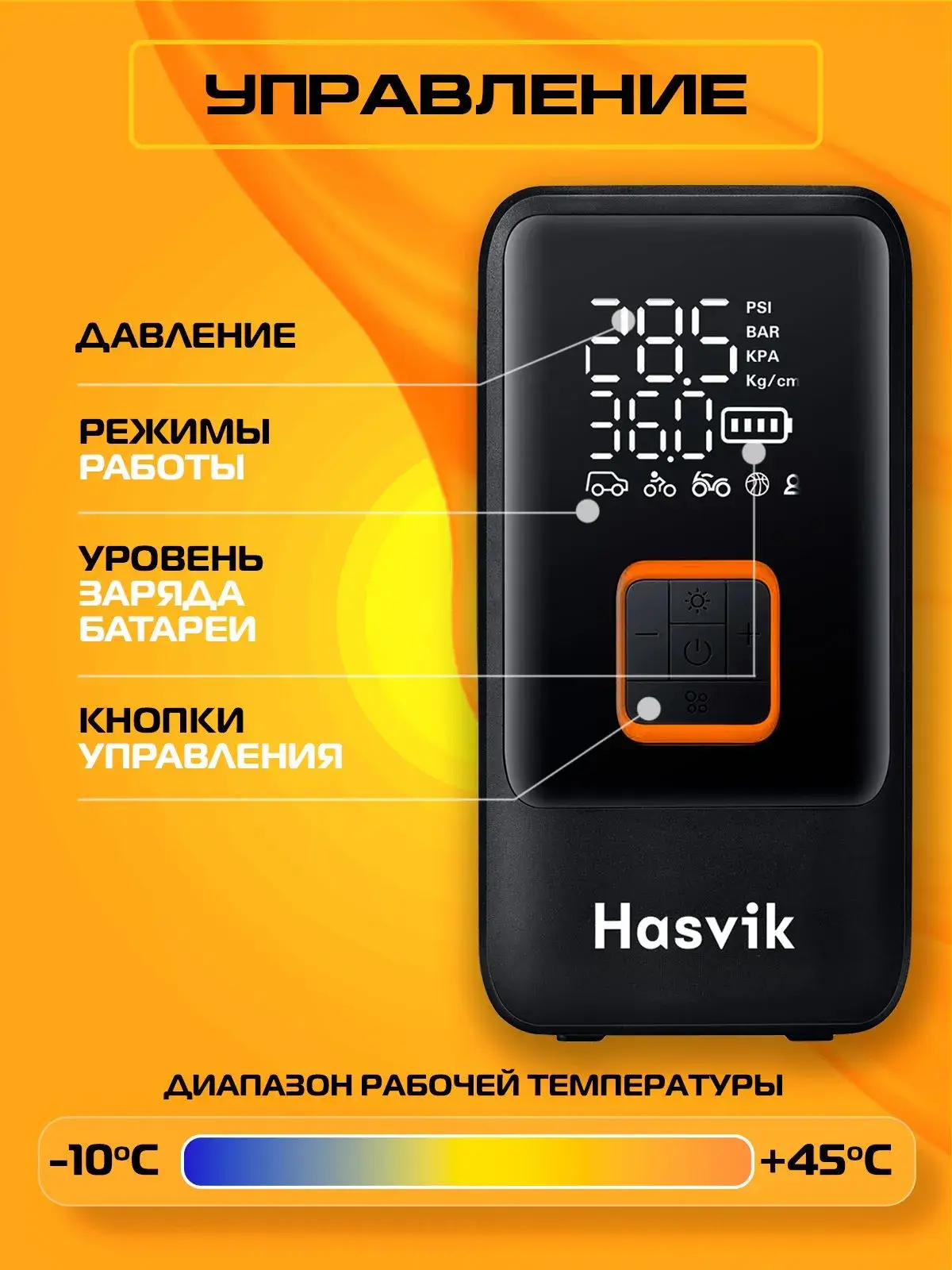 Компрессор автомобильный беспроводной ​Hasvik Skyver Vinden